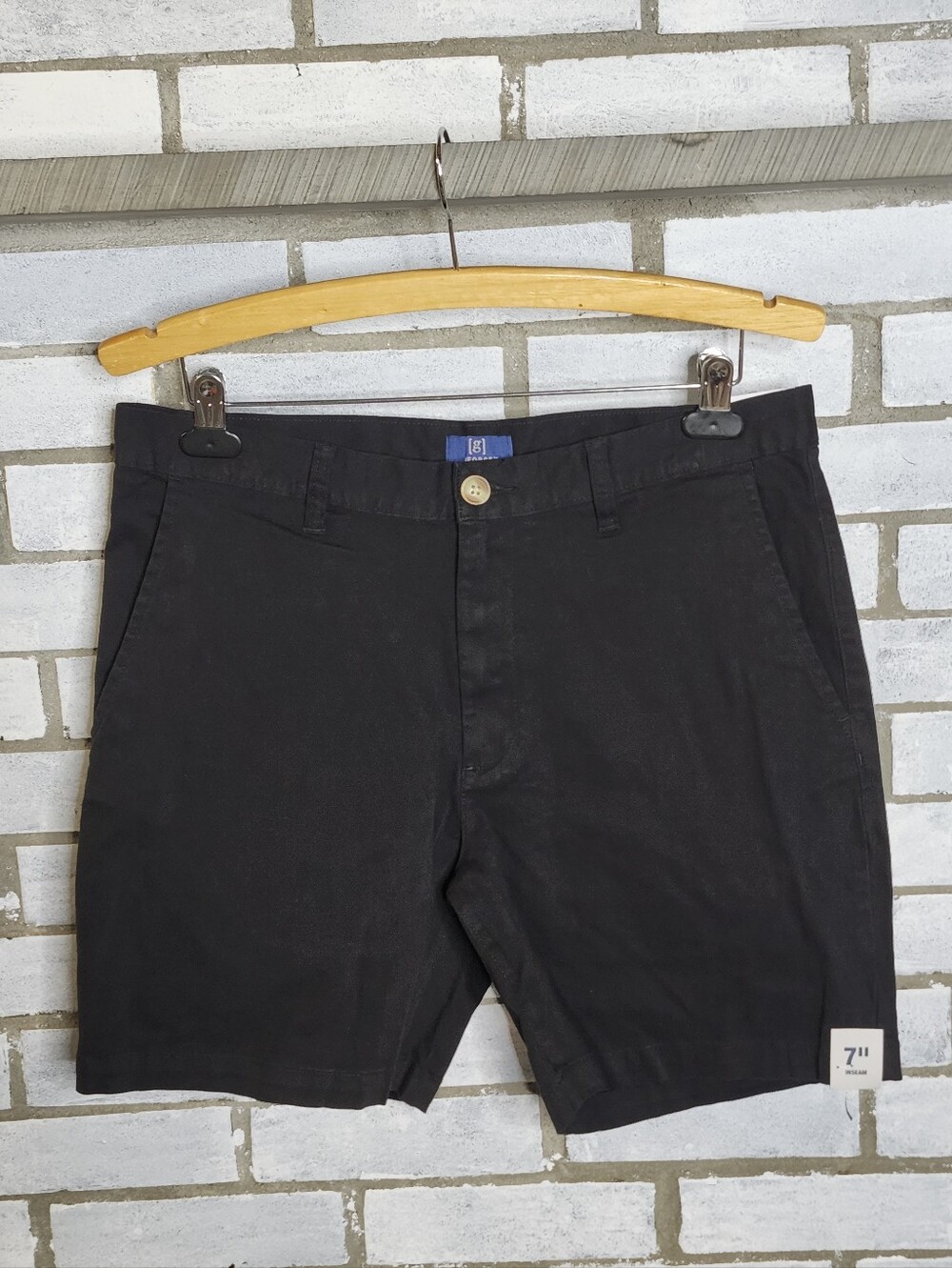 • George Men's Above The Knee Flat Front Chino Shorts Size 32 Black Soot